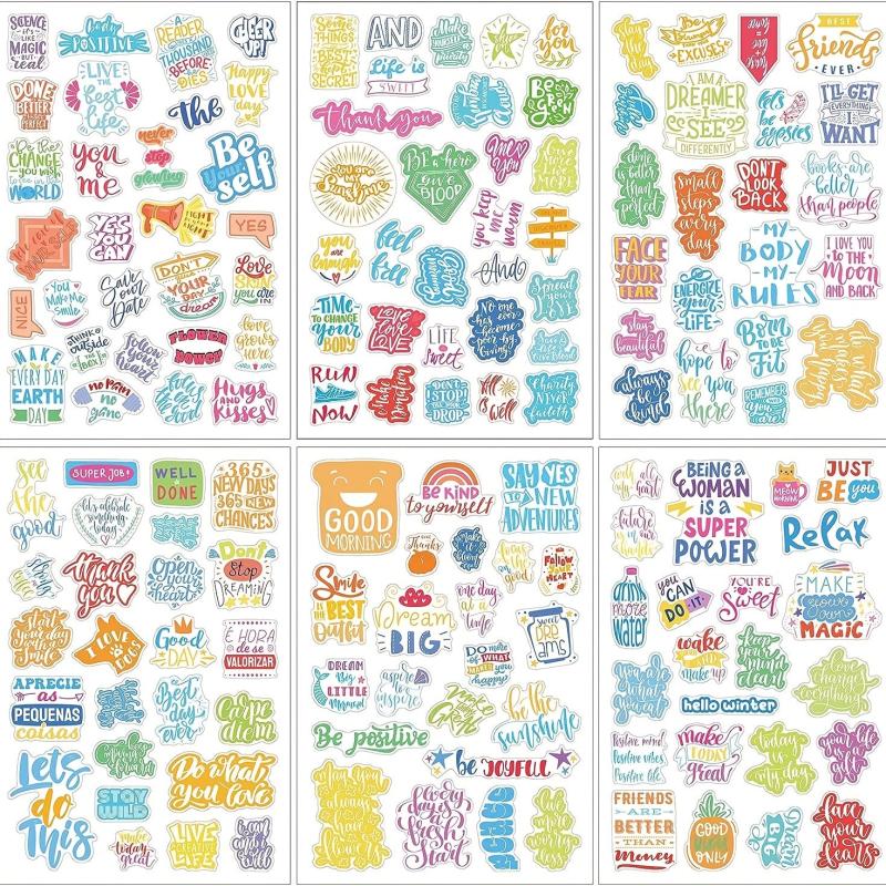 Inspirational Planner Stickers Set, 24 Sheets, Waterproof, Journal Daily Use