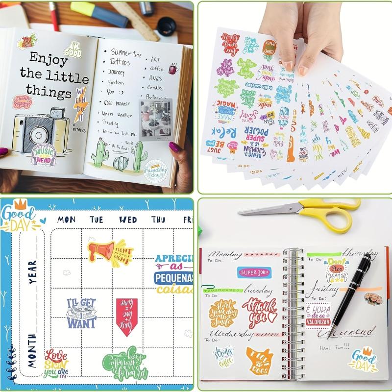 Inspirational Planner Stickers Set, 24 Sheets, Waterproof, Journal Daily Use
