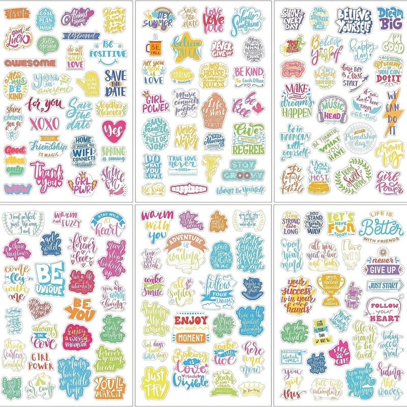 Inspirational Planner Stickers Set, 24 Sheets, Waterproof, Journal Daily Use