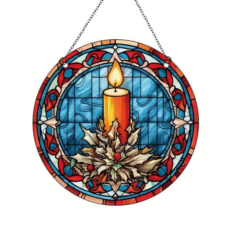 Christmas Acrylic Window Decoration Element Fire Candle Christmas Tree