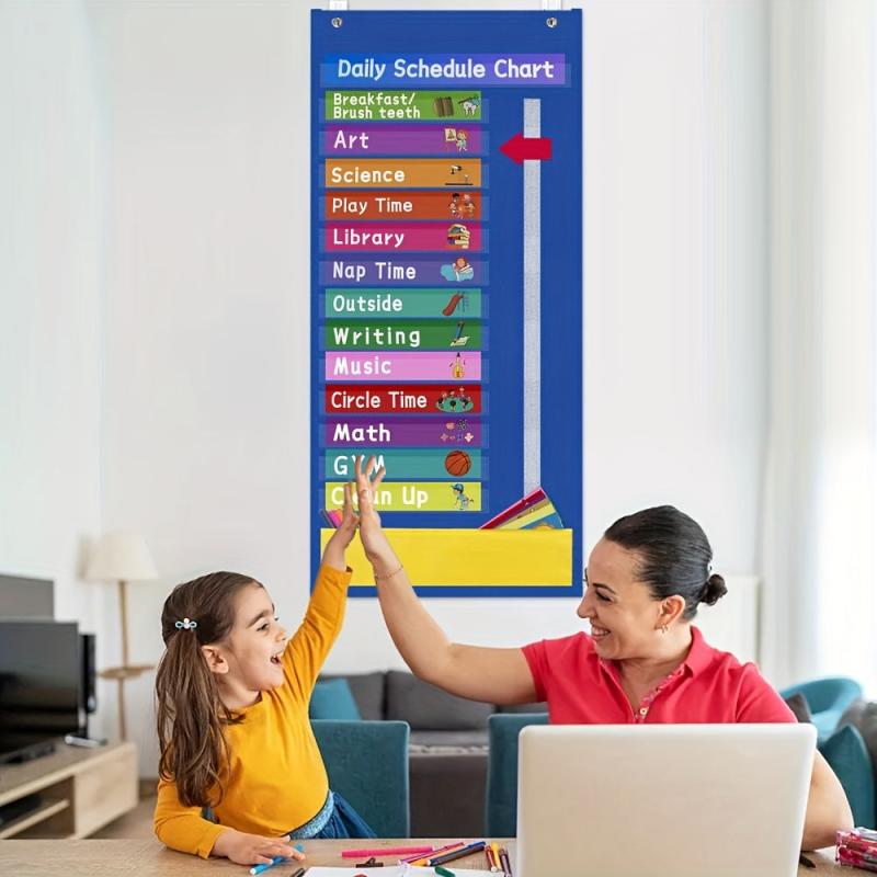 Classroom Calendar & Schedule Set with Pattern Cards & Storage Pocket