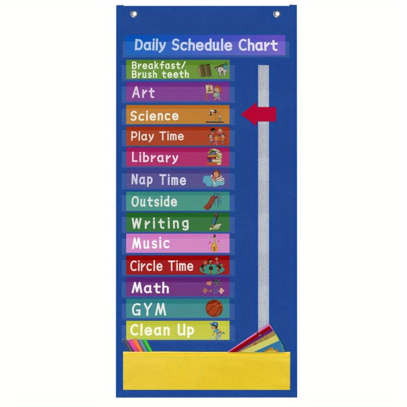 Classroom Calendar & Schedule Set with Pattern Cards & Storage Pocket