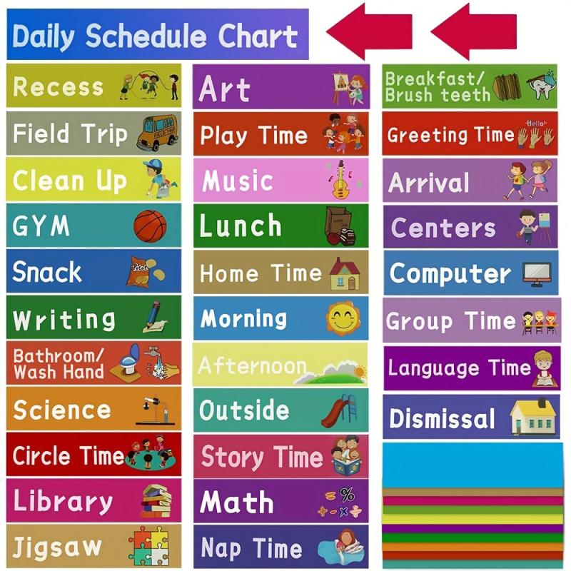 Classroom Calendar & Schedule Set with Pattern Cards & Storage Pocket