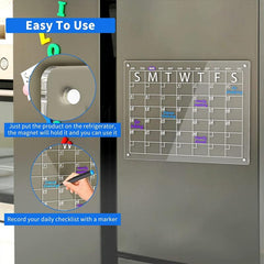 Acrylic Magnetic Dry Erase Board & Calendar for Fridge - Set of 2