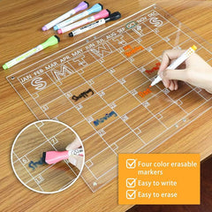 Acrylic Magnetic Dry Erase Board & Calendar for Fridge - Set of 2