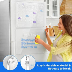 Acrylic Magnetic Dry Erase Board & Calendar for Fridge - Set of 2