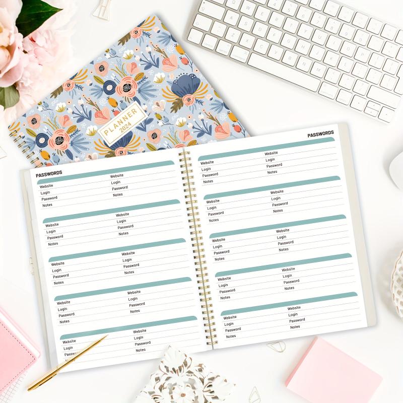 2022 Monthly Planner A4 Jan-Dec, Tabs, Wire Biding, 12 Months, Flower Design
