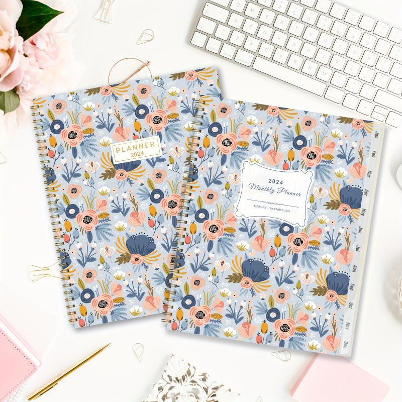 2022 Monthly Planner A4 Jan-Dec, Tabs, Wire Biding, 12 Months, Flower Design
