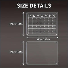 2pcs Acrylic Magnetic Dry Erase Calendar & Blank Board For Fridge