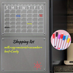 2pcs Acrylic Magnetic Dry Erase Calendar & Blank Board For Fridge
