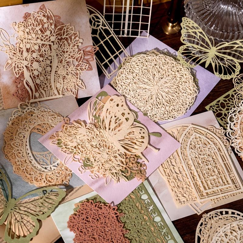 10pcs Special Paper Window Flower Butterfly Hollow Lace Decoration