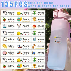 Custom Name Stickers Waterproof Cartoon Pattern Label