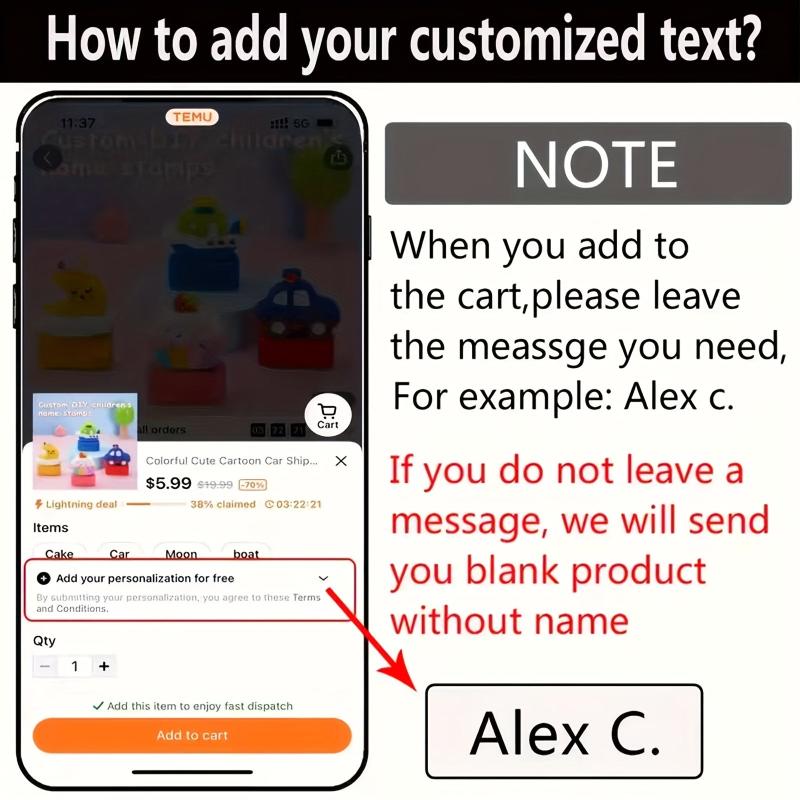 Custom Name Stickers Waterproof Cartoon Pattern Label