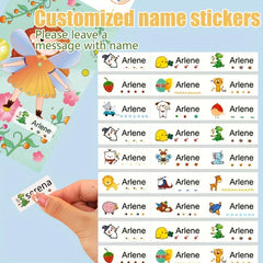 Custom Name Stickers Waterproof Cartoon Pattern Label