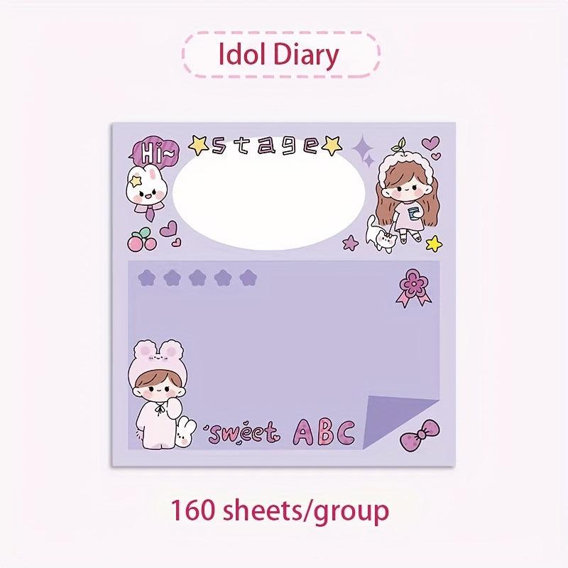 160pcs Cartoon Sticky Notes Set for Office School Supplies