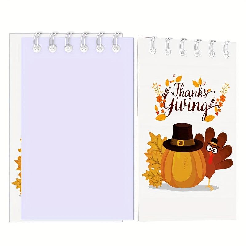 6pcs Thanksgiving Mini Notebooks Pumpkin Turkey Maple Notepad