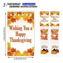 6pcs Thanksgiving Mini Notebooks Pumpkin Turkey Maple Notepad