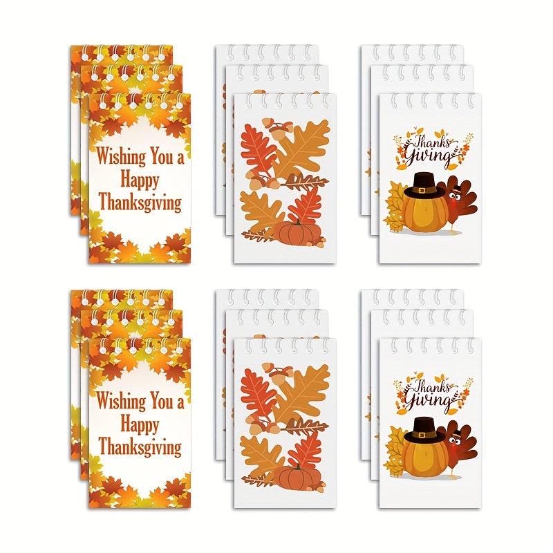 6pcs Thanksgiving Mini Notebooks Pumpkin Turkey Maple Notepad