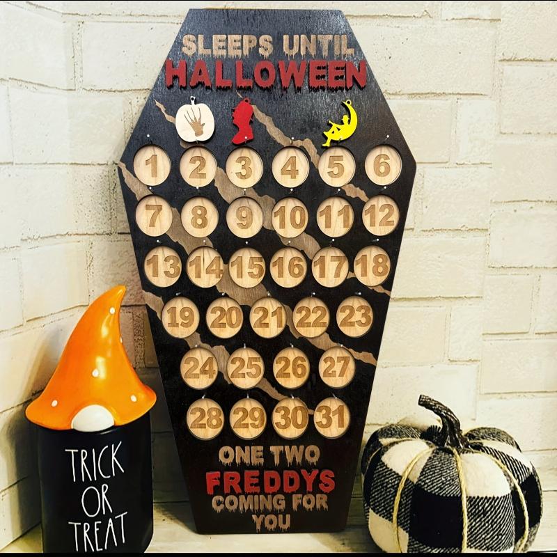 Wooden Countdown To Halloween Coffin Calendar Decoration