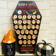 Wooden Countdown To Halloween Coffin Calendar Decoration