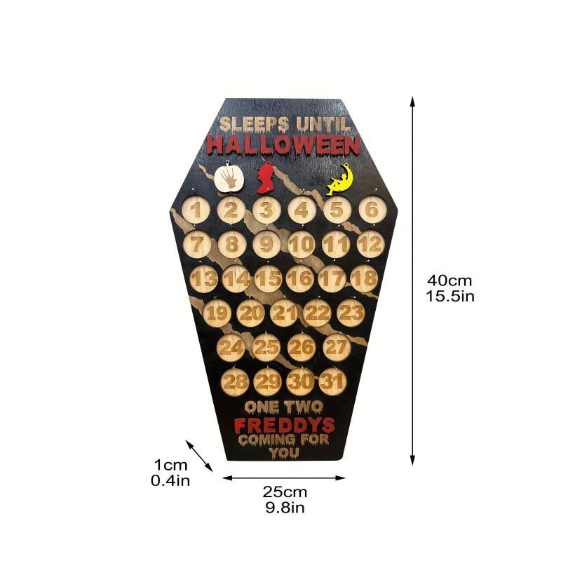 Wooden Countdown To Halloween Coffin Calendar Decoration