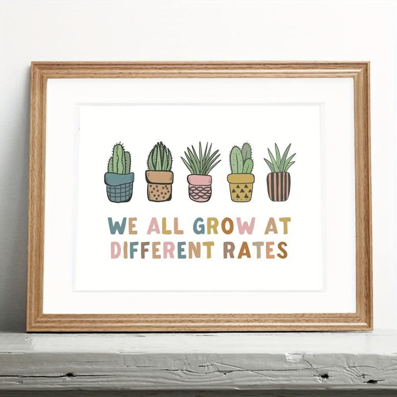 Growth Mindset Poster - We All Grow Differently - Boho Classroom Decor