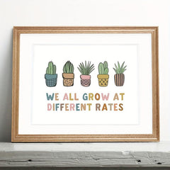 Growth Mindset Poster - We All Grow Differently - Boho Classroom Decor