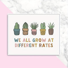 Growth Mindset Poster - We All Grow Differently - Boho Classroom Decor