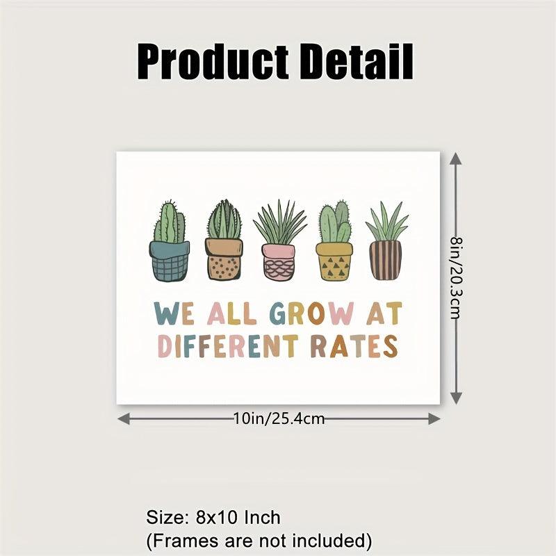 Growth Mindset Poster - We All Grow Differently - Boho Classroom Decor
