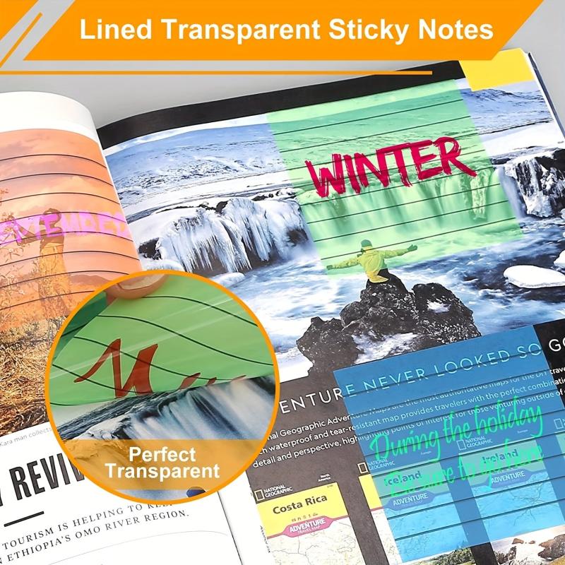 300 Horizontal Line Transparent Sticky Notes Waterproof Stickers