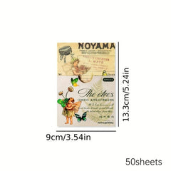 50 Sheets Sleeping Elf Series Collage Material Paper Retro Hand Account Decor