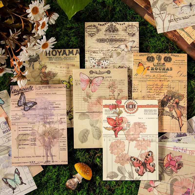 50 Sheets Sleeping Elf Series Collage Material Paper Retro Hand Account Decor