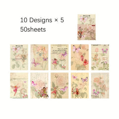 50 Sheets Sleeping Elf Series Collage Material Paper Retro Hand Account Decor