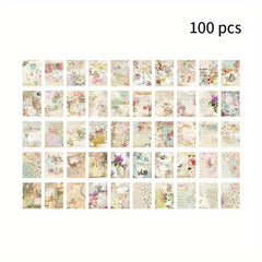 100pcs Retro Literary Lightweight Paper Journal Book Decoration Material Paper