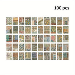 100pcs Retro Literary Lightweight Paper Journal Book Decoration Material Paper