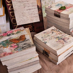 100pcs Retro Literary Lightweight Paper Journal Book Decoration Material Paper