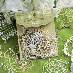 15 Sheets Hollow Lace Material Package Lace Dance Series Retro Lace Collage