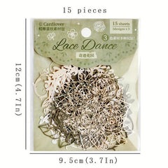 15 Sheets Hollow Lace Material Package Lace Dance Series Retro Lace Collage