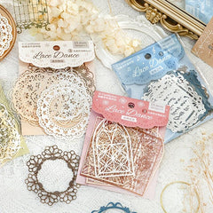 15 Sheets Hollow Lace Material Package Lace Dance Series Retro Lace Collage