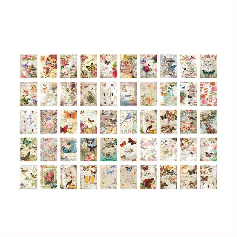 100pcs Paper Book Wind Transfer Flower Letter Retro Diary Decoration