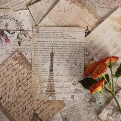100pcs Paper Book Wind Transfer Flower Letter Retro Diary Decoration