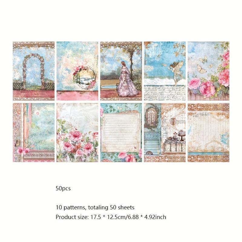 50pcs Alice Series Double-sided Material Photo Book Retro Diary