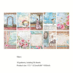 50pcs Alice Series Double-sided Material Photo Book Retro Diary