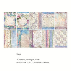 50pcs Alice Series Double-sided Material Photo Book Retro Diary