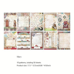 50pcs Alice Series Double-sided Material Photo Book Retro Diary