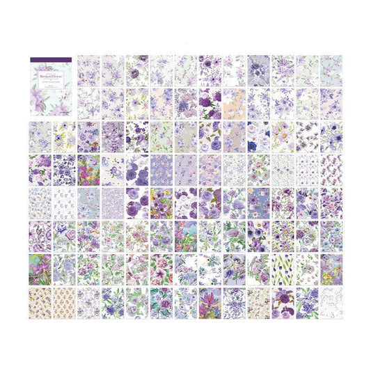 100 Sheets Vintage Floral Paper for Scrapbooking