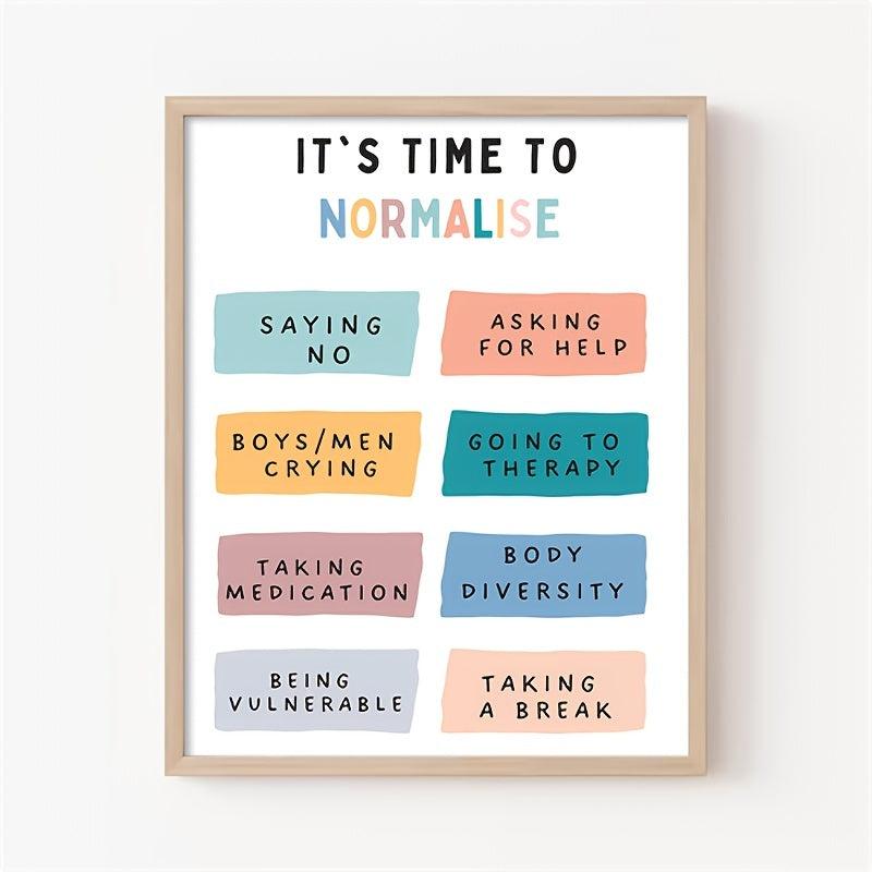 Normalize Therapy Poster for Men's Mental Health - 20x32 Inches - Unframed