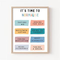 Normalize Therapy Poster for Men's Mental Health - 20x32 Inches - Unframed