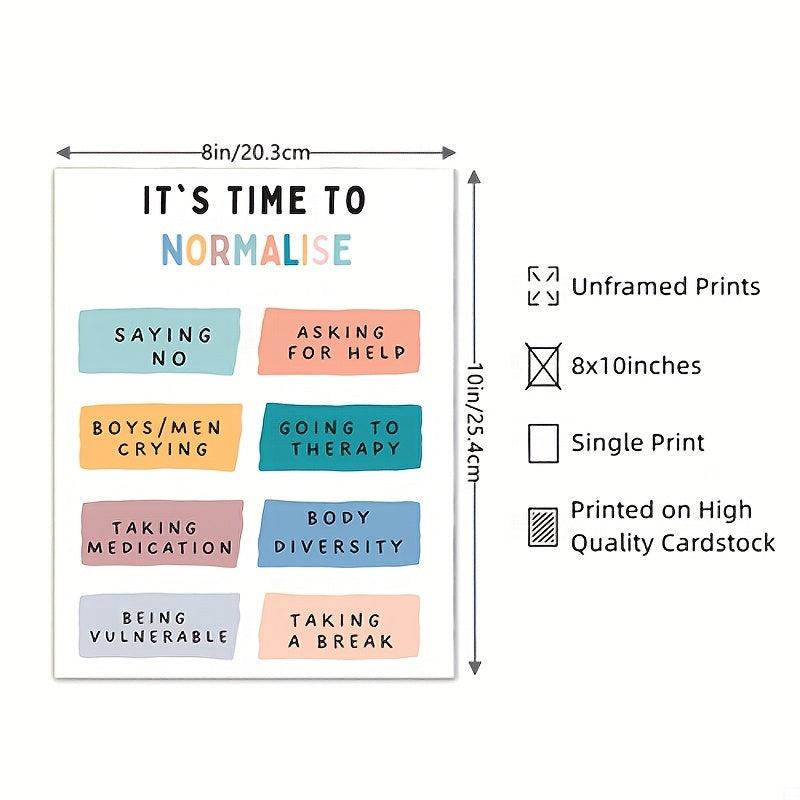 Normalize Therapy Poster for Men's Mental Health - 20x32 Inches - Unframed