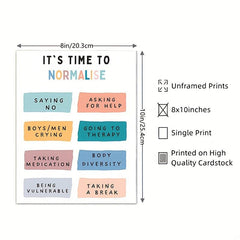 Normalize Therapy Poster for Men's Mental Health - 20x32 Inches - Unframed